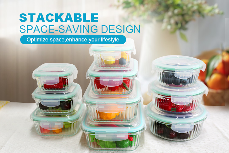 Ribbed Glass Food Storage Containers with Airtight Lids - Freezer, Oven & Microwave Safe