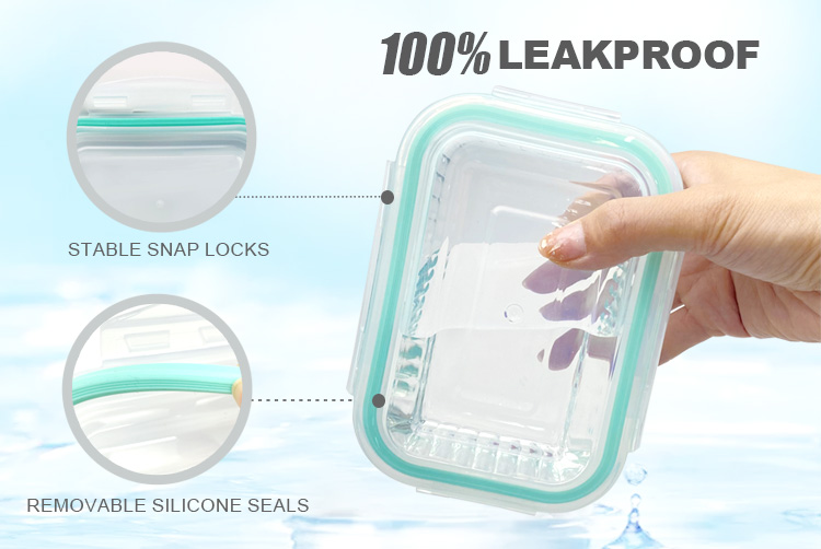 Rectangular Wave Glass Food Storage Containers with Lids - Leakproof, Airtight, BPA-Free