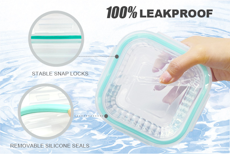 Square Ribbed Glass Food Storage Containers with Airtight Lids - Leakproof,Oven & Dishwasher Safe