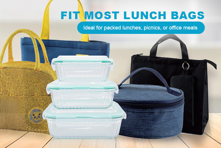 Square Ribbed Glass Food Storage Containers with Airtight Lids - Leakproof,Oven & Dishwasher Safe