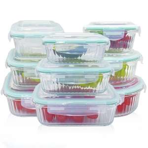 Ribbed Glass Food Storage Containers with Airtight Lids - Freezer, Oven & Microwave Safe