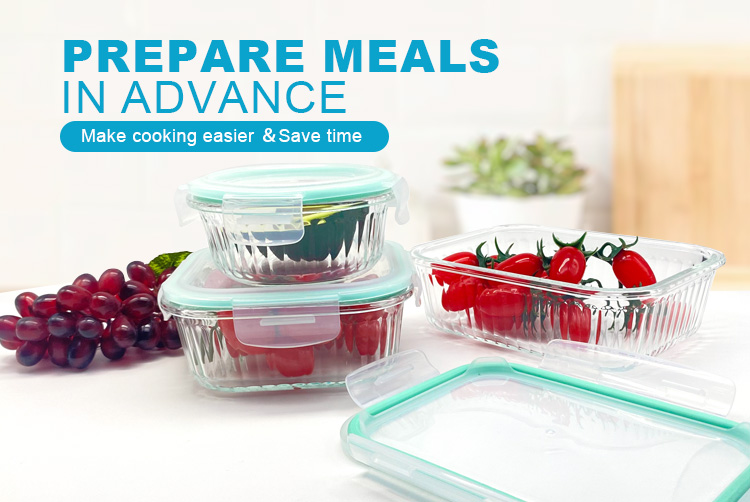 Ribbed Glass Food Storage Containers with Plastic Lids – Airtight, Freezer & Oven Safe
