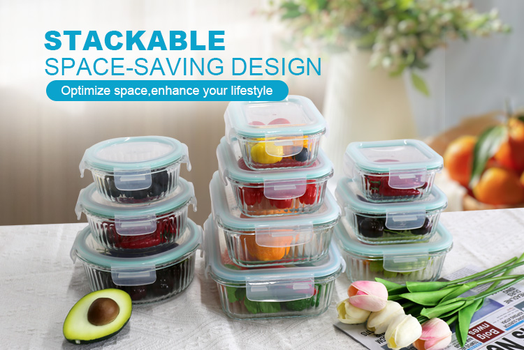 Ribbed Glass Food Storage Containers with Plastic Lids – Airtight, Freezer & Oven Safe