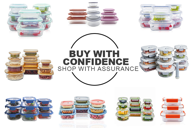 Ribbed Glass Food Storage Containers with Plastic Lids – Airtight, Freezer & Oven Safe