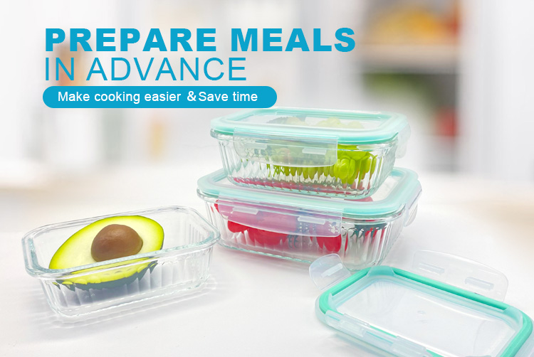 Rectangular Ribbed Glass Storage Containers – Airtight, Leakproof, Microwave & Oven Safe