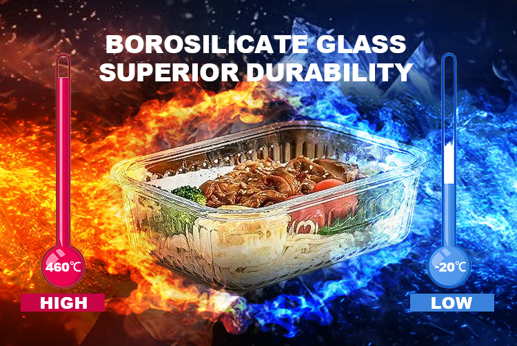 Rectangular Ribbed Glass Storage Containers – Airtight, Leakproof, Microwave & Oven Safe