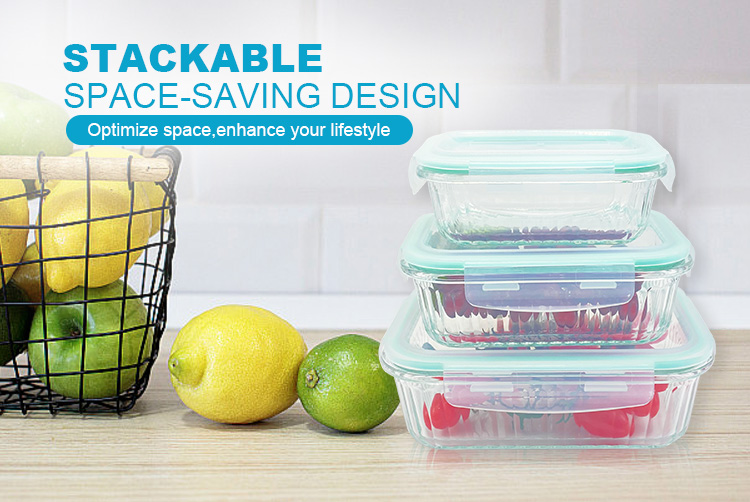 Rectangular Ribbed Glass Storage Containers – Airtight, Leakproof, Microwave & Oven Safe