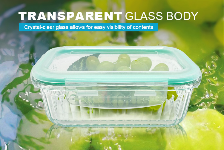 Rectangular Ribbed Glass Storage Containers – Airtight, Leakproof, Microwave & Oven Safe