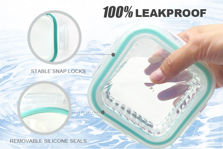 Square Ribbed Glass Containers with Lids for Food – Airtight, Leakproof & BPA-Free