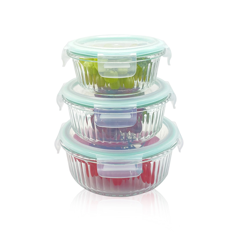 Round Wave Design Glass Lunch Box - Airtight, Leakproof & Multi-Use