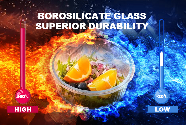 Round Wave Design Glass Lunch Box - Airtight, Leakproof & Multi-Use
