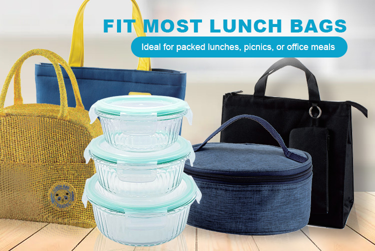 Round Wave Design Glass Lunch Box - Airtight, Leakproof & Multi-Use