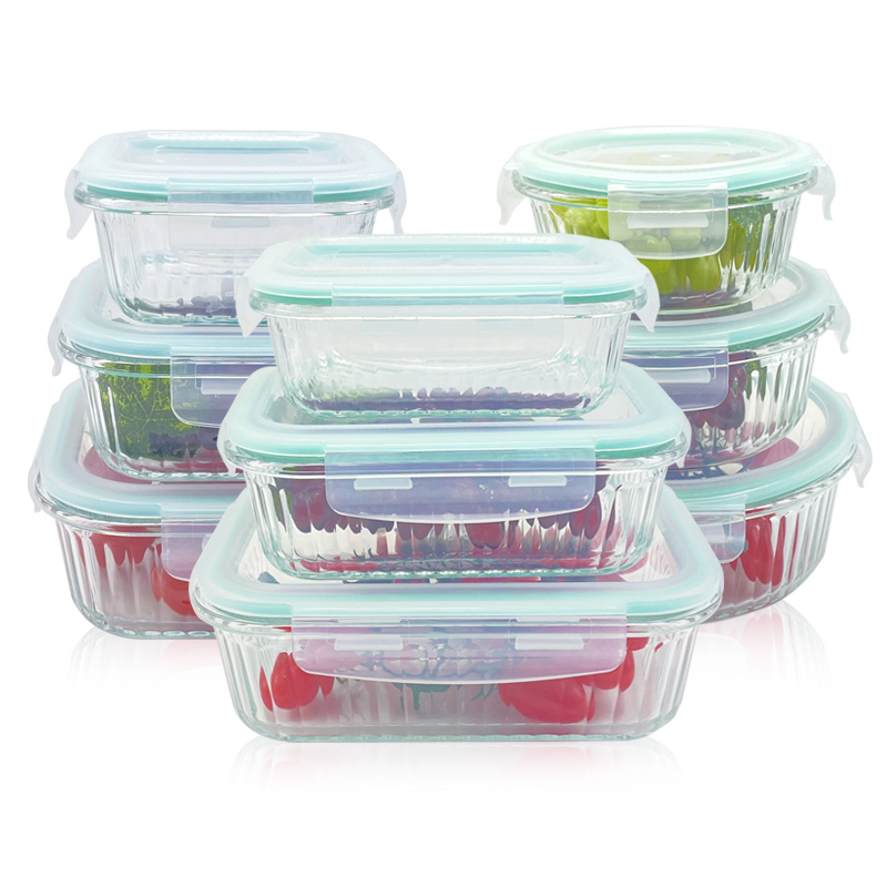 Ribbed Glass Food Storage Containers with Plastic Lids – Airtight, Freezer & Oven Safe