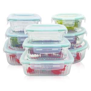 Ribbed Glass Food Storage Containers with Plastic Lids – Airtight, Freezer & Oven Safe