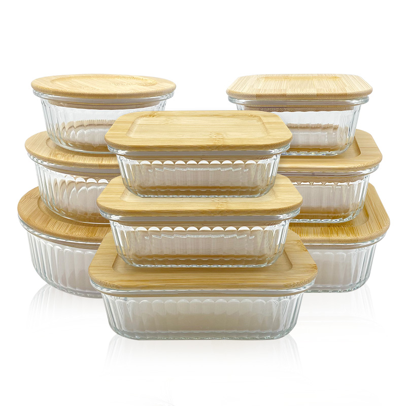 Ribbed Glass Food Storage Containers with Bamboo Lids – Eco-Friendly, Airtight, Plastic-Free