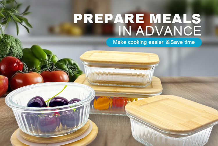 Ribbed Glass Food Storage Containers with Bamboo Lids – Eco-Friendly, Airtight, Plastic-Free