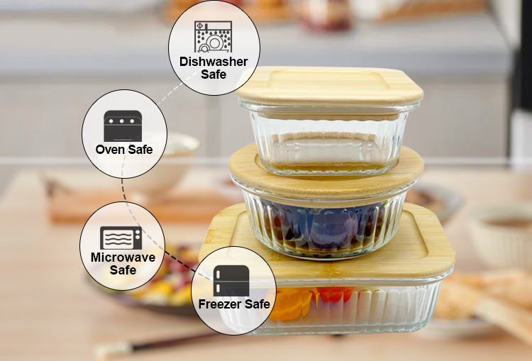 Ribbed Glass Food Storage Containers with Bamboo Lids – Eco-Friendly, Airtight, Plastic-Free