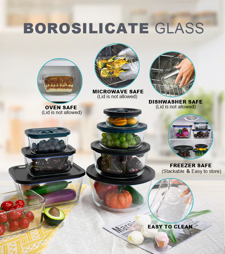Consing OEM/ODM Airtight Glass Food Storage Container with Pump Vacuum Glass Container Set
