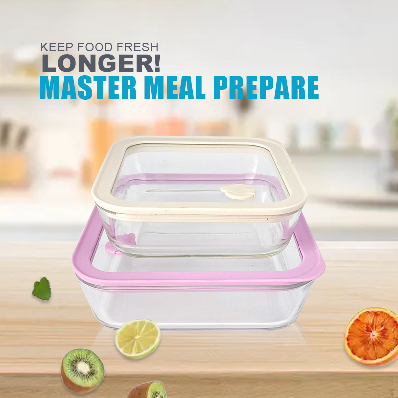 600ml/1150ml/1940ml Consing Premium Borosilicate Glass Lunch Box with Glass Vent Lid