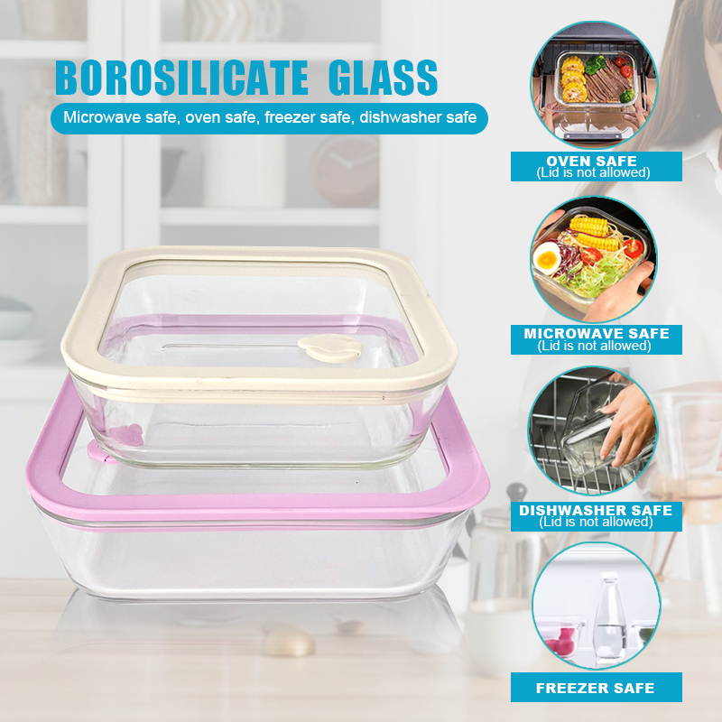 600ml/1150ml/1940ml Consing Premium Borosilicate Glass Lunch Box with Glass Vent Lid