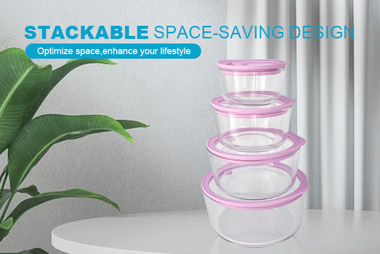 250ml/470ml/950ml/1650ml Airtight Borosilicate Glass Food Storage Container with Glass Vent Lid