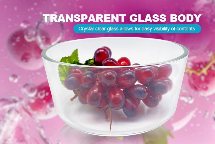 250ml/470ml/950ml/1650ml Airtight Borosilicate Glass Food Storage Container with Glass Vent Lid