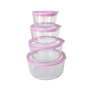 250ml/470ml/950ml/1650ml Airtight Borosilicate Glass Food Storage Container with Glass Vent Lid