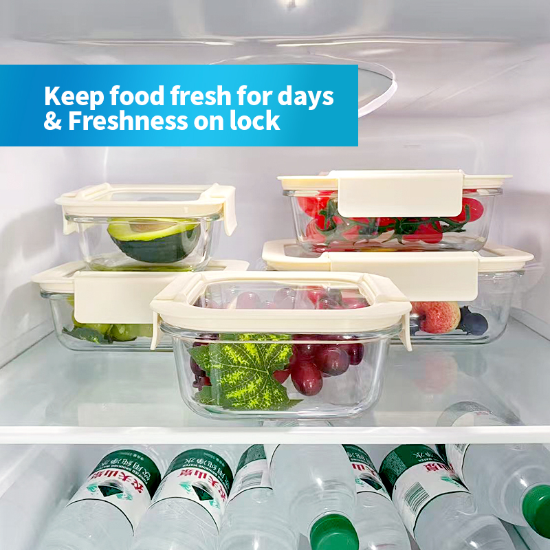 High Quality Stackable Glass Food Storage Containers with Tempered Lids