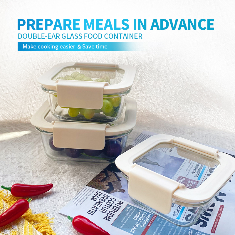 310ml/530ml/800ml/1100ml Wholesale High Borosilicate Glass Food Storage & Meal Prep Containers with Tempered Lids