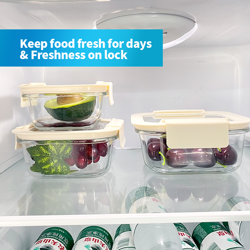 310ml/530ml/800ml/1100ml Wholesale High Borosilicate Glass Food Storage & Meal Prep Containers with Tempered Lids