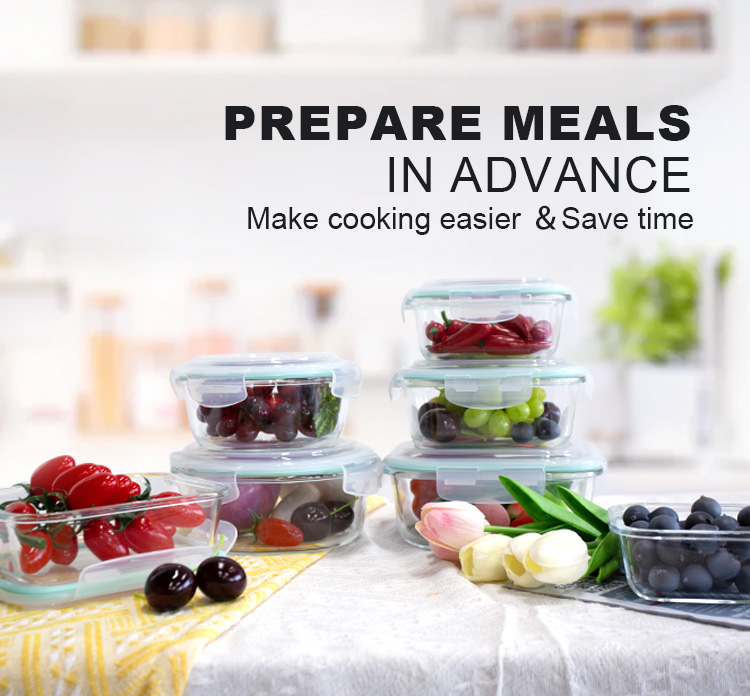 Glass Food Storage Containers With Lids Airtight Round