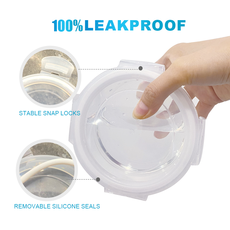 410ml/570ml/840ml Eco-Friendly BPA-Free Round Glass Lunch Box - Bulge Rims with Plastic Lid