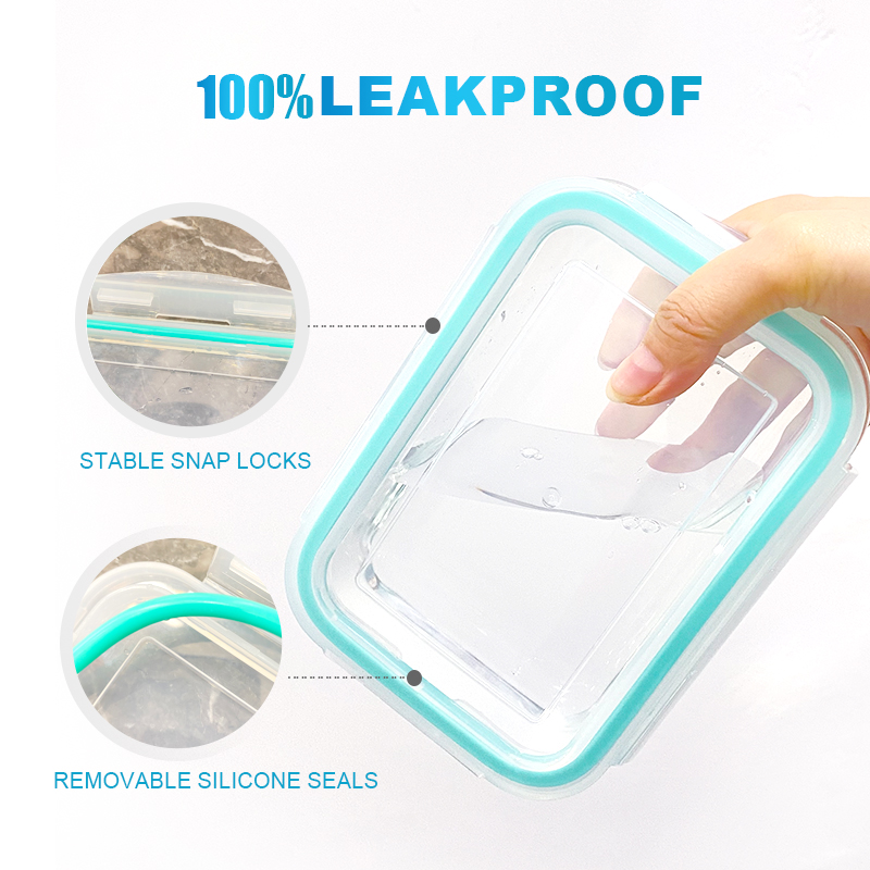 Online Practical Reusable Hot Lunch Box Glass Storage Containers for Food Storage with Bulge Rims
