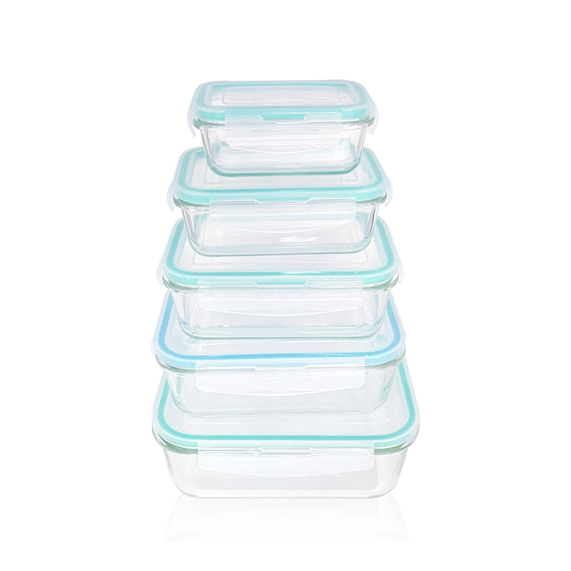 330ml/570ml/840ml/1180ml/1860ml  Rectangular Glass Fresh Food Storage Box - Microwave Meal Prep Containers with Bulge Rims