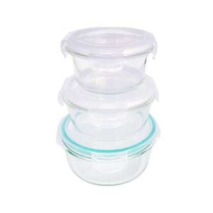 410ml/570ml/840ml Eco-Friendly BPA-Free Round Glass Lunch Box - Bulge Rims with Plastic Lid