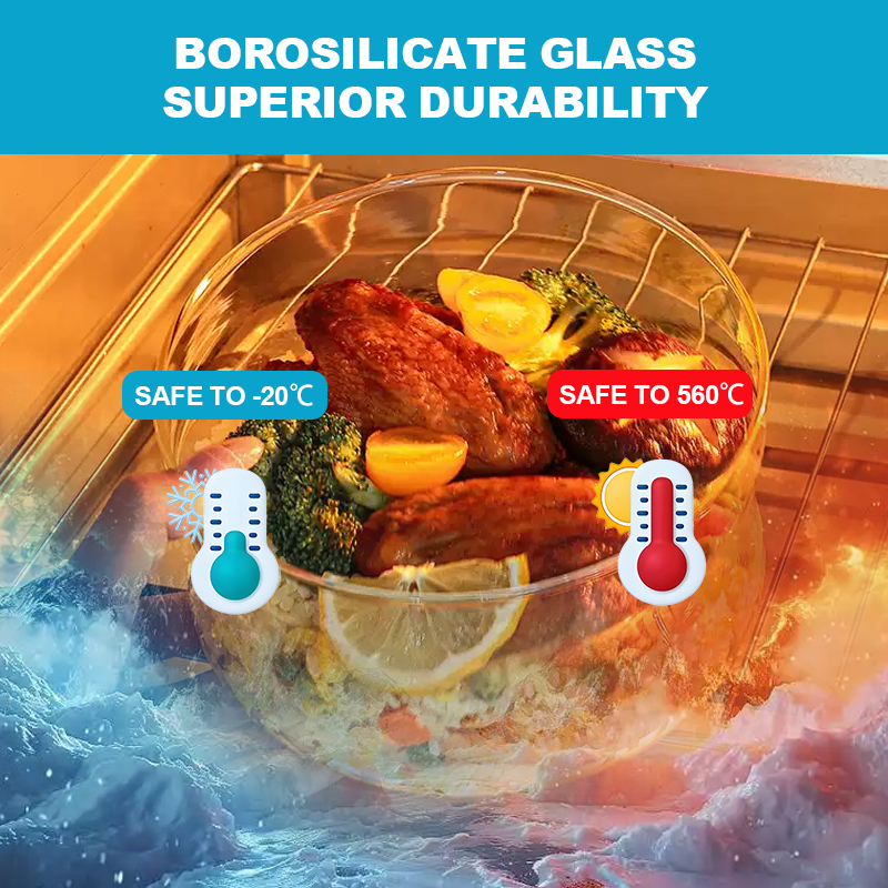 Lightweight Airtight Round Borosilicate Glass Bento Lunch Box