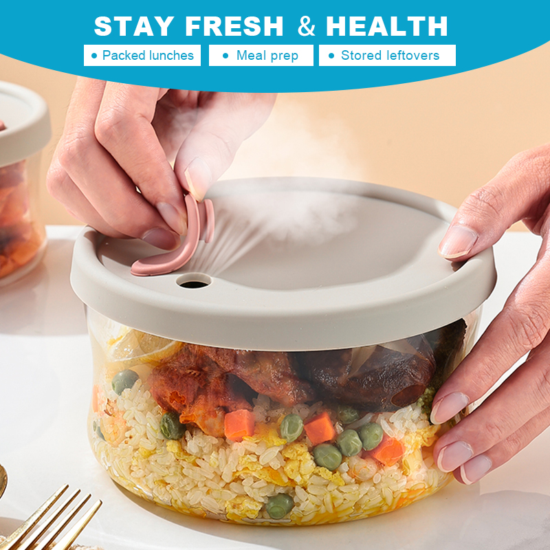 Lightweight Airtight Round Borosilicate Glass Bento Lunch Box