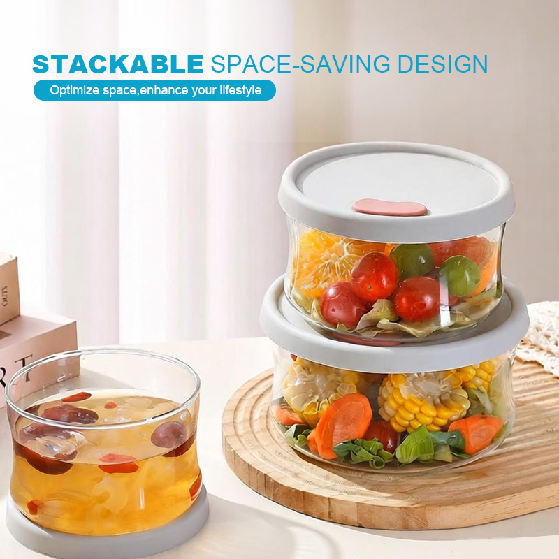 Lightweight Airtight Round Borosilicate Glass Bento Lunch Box