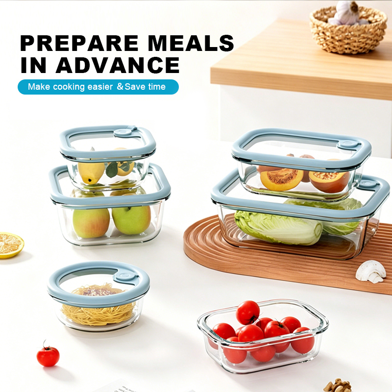 Glass Food Storage Containers with Glass Lids, Microwave Safe Airtight Leakproof Plastic Free Meal Prep Glass Container Set