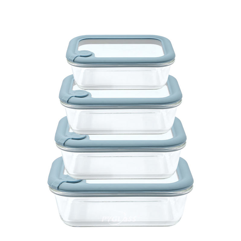 370ml/630ml/1040ml/1500ml Meal Prep Food Storage Containers with Silicone Glass Lids, Airtight Leak-Proof BPA Free