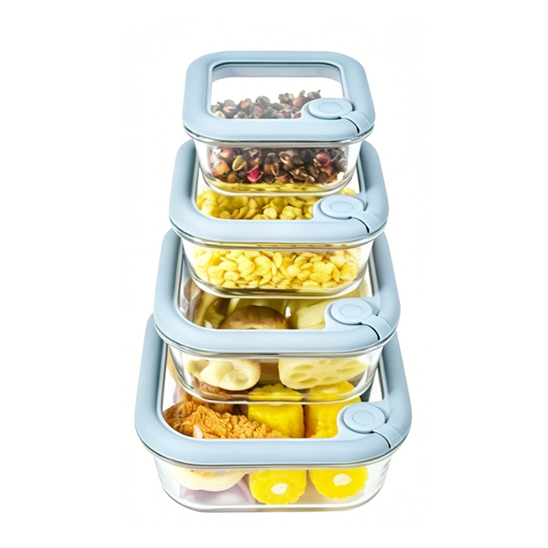 310ml/530ml/800ml/1100ml Heat-resistant Glass Storage Containers with Silicone Tempered Glass Lids with Lid Steam Valve