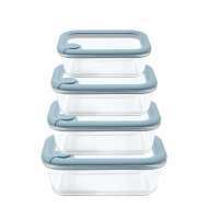 370ml/630ml/1040ml/1500ml Meal Prep Food Storage Containers with Silicone Glass Lids, Airtight Leak-Proof BPA Free