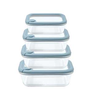 370ml/630ml/1040ml/1500ml Meal Prep Food Storage Containers with Silicone Glass Lids, Airtight Leak-Proof BPA Free