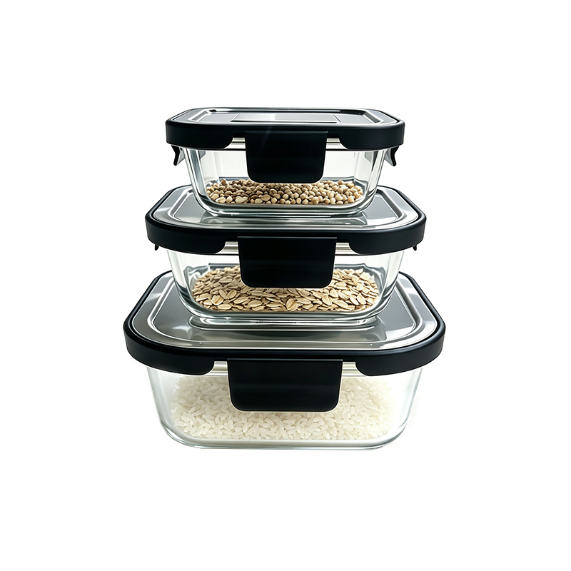 Square Glass Food Storage Containers with Stainless Steel Lids, Stackable Meal Prep Boxes, Airtight Leak-Proof